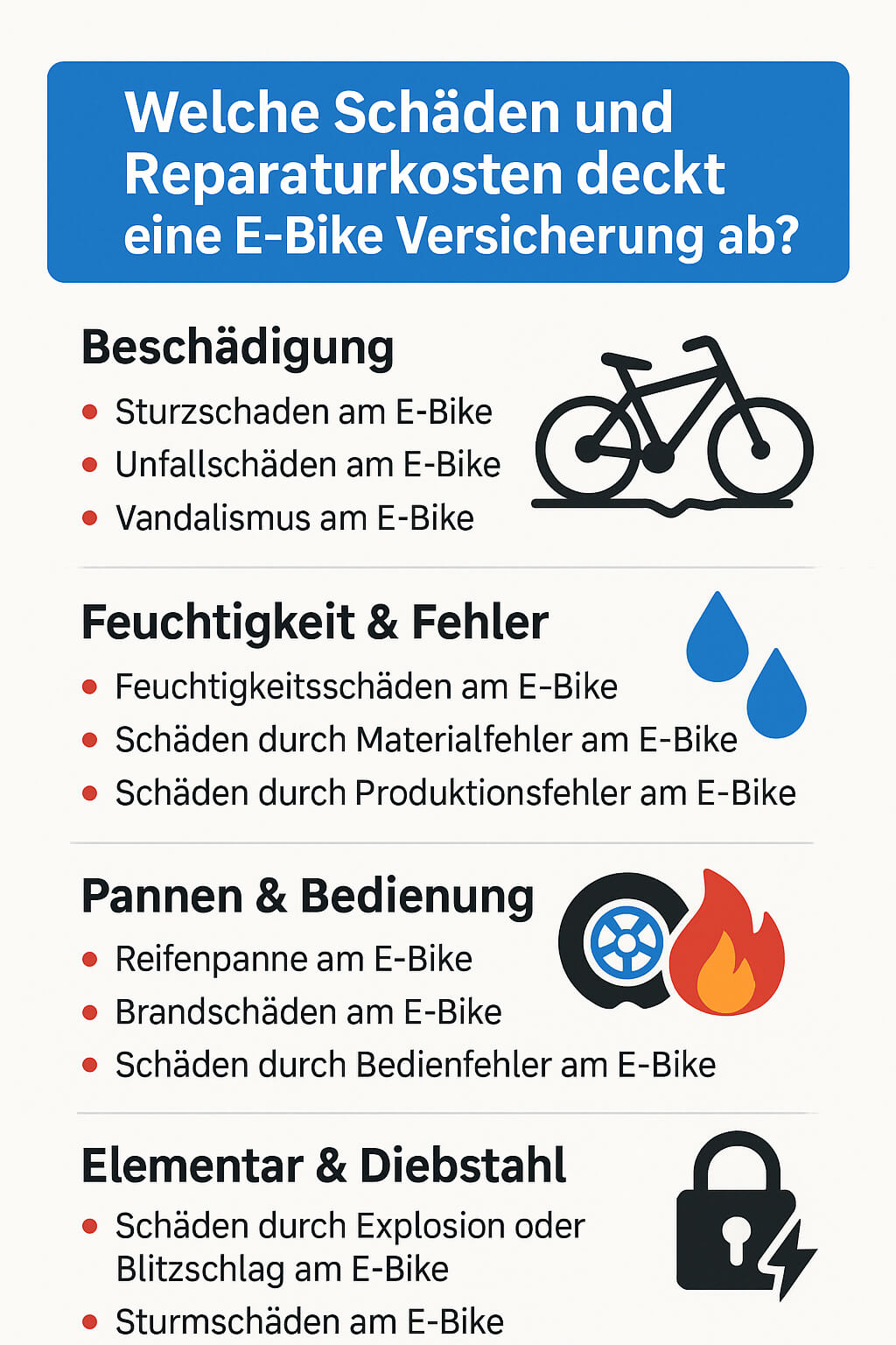 Welche Schäden und Reparaturkosten deckt eine E-Bike Versicherung ab?